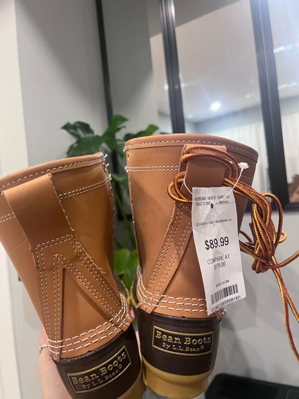 L.L. Bean Tan Leather Bean Boots with Brown Soles